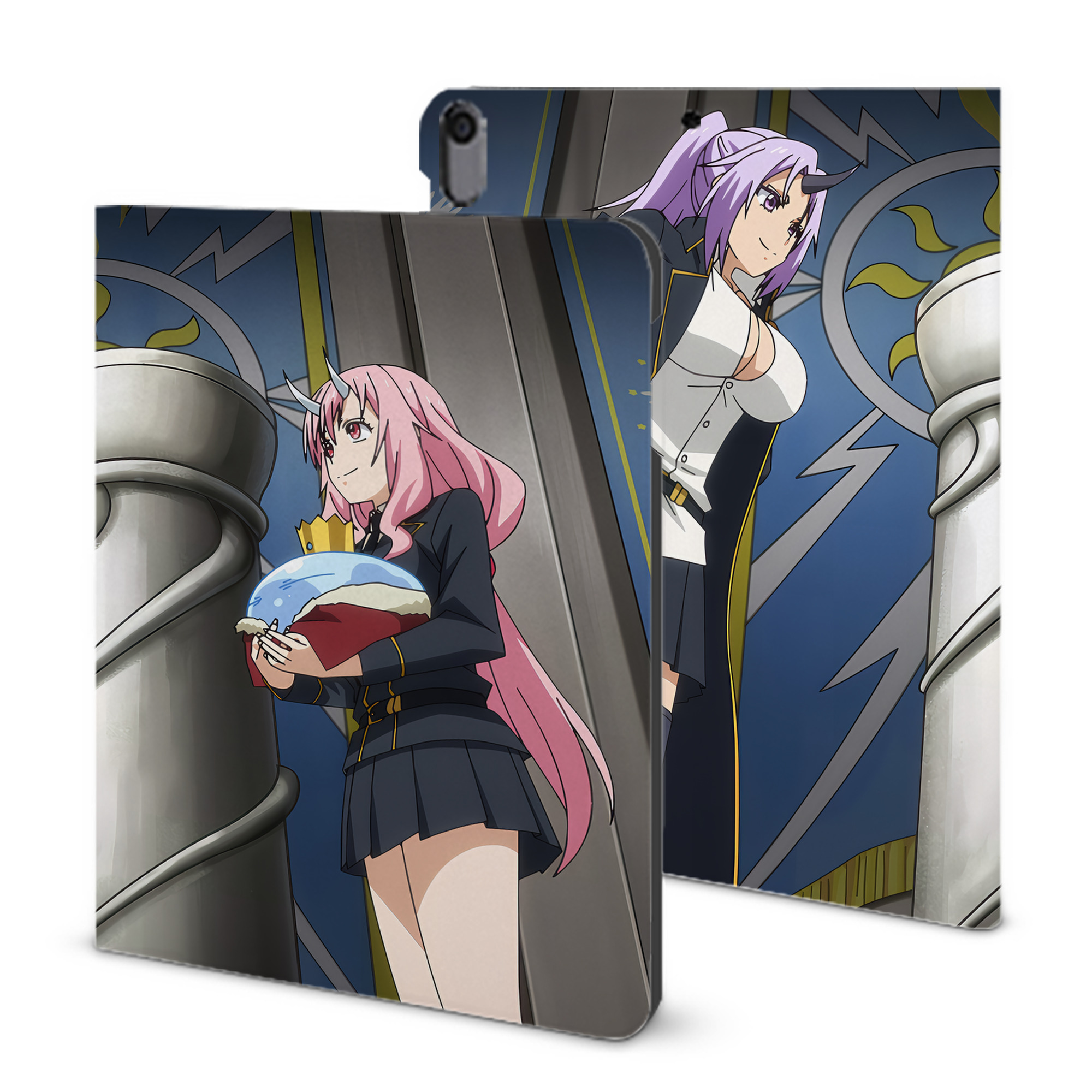 （画像用） 転スラ Regarding Reincarnated to Slime IPad ケース ブック型 PUレザー TPU 耐衝撃 軽量 薄型 ペン収納なし 全面保護 IPad 各モデル対応